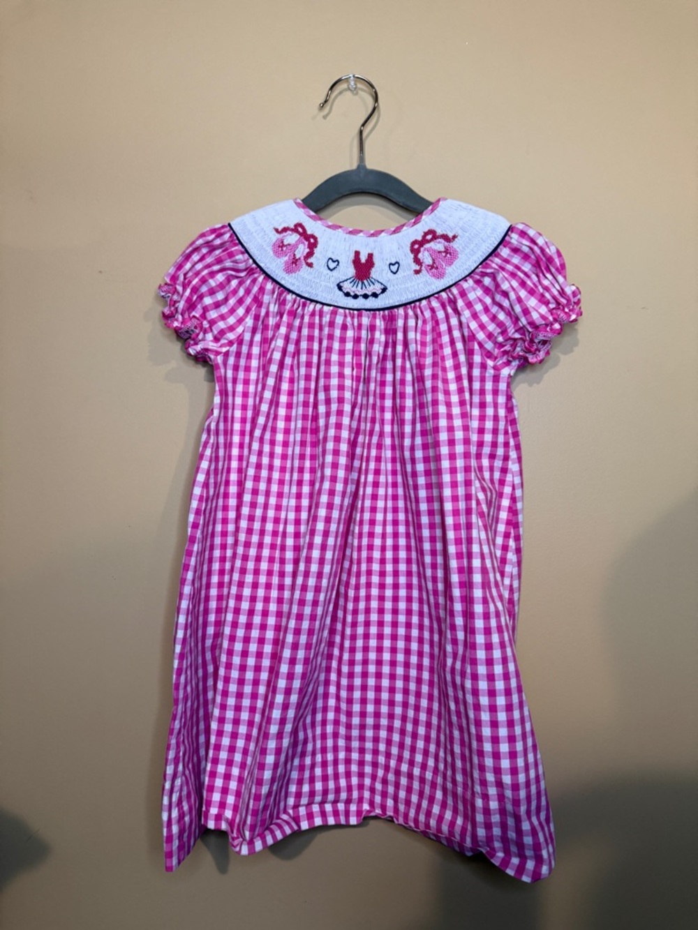 Marmellata Smocked Dress Girls Size 4 Pink Gingham Ballet